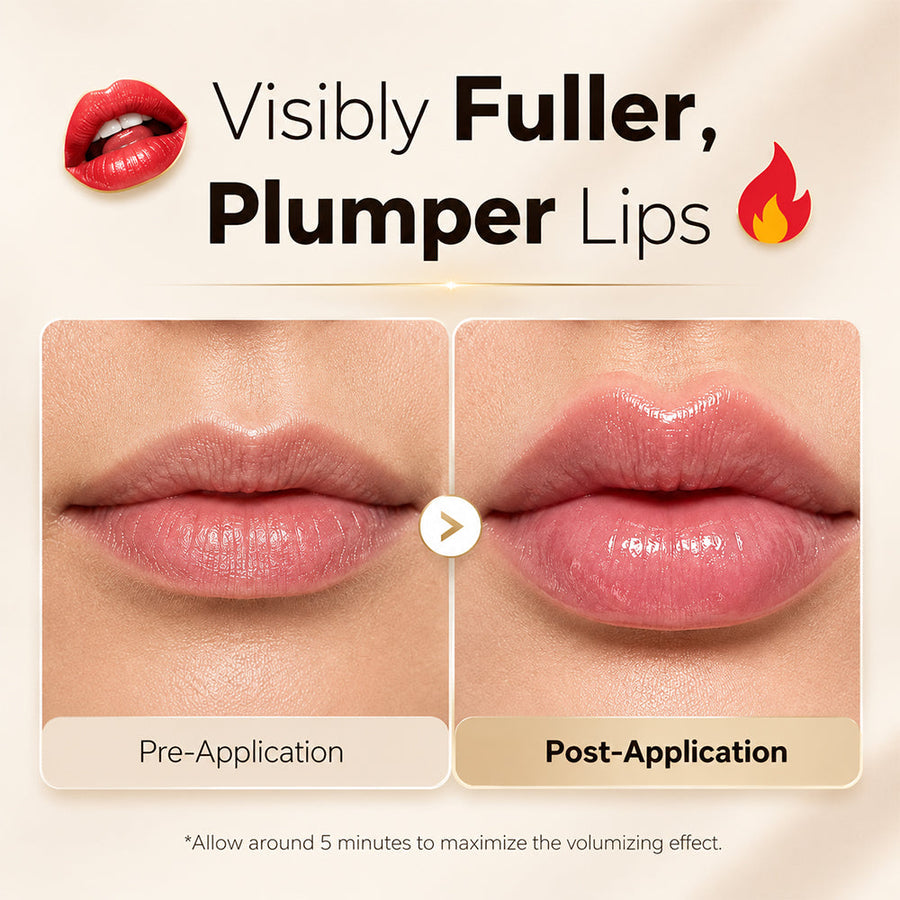 Visibly fuller plumper lips before and after