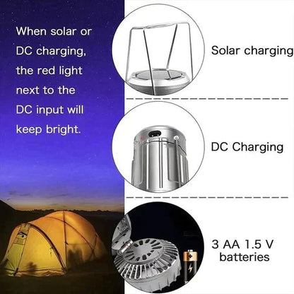 🔥🎁Hot Sale 50% OFF🎁🔥Portable Solar Powered Camping Lantern with Fan for Outdoor