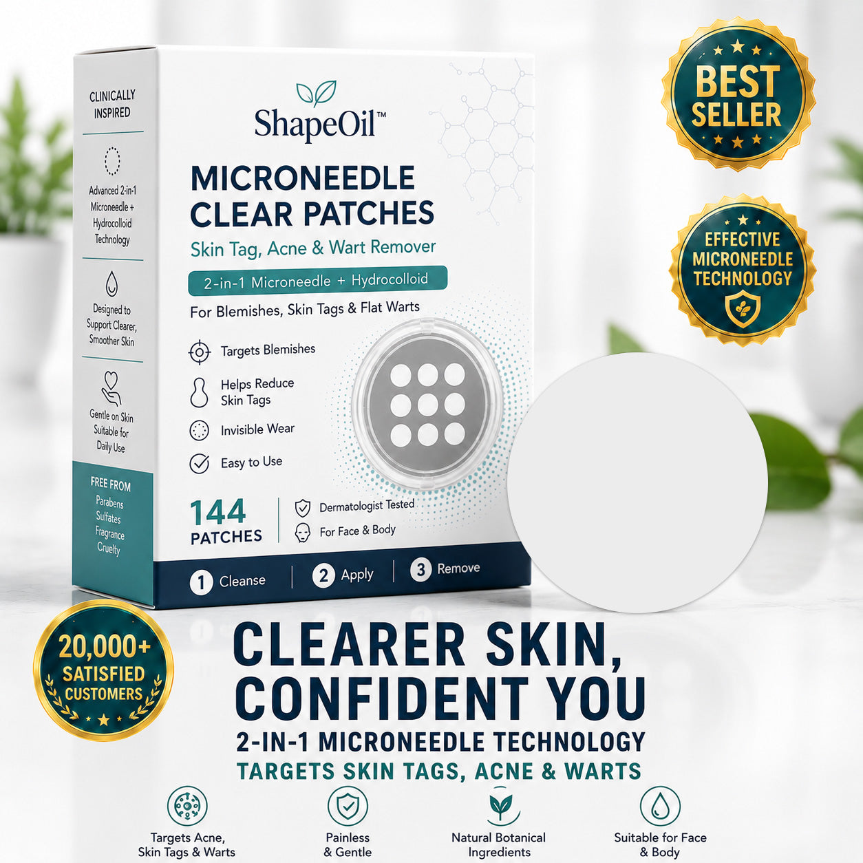 ShapeOil Microneedle Clear Patches