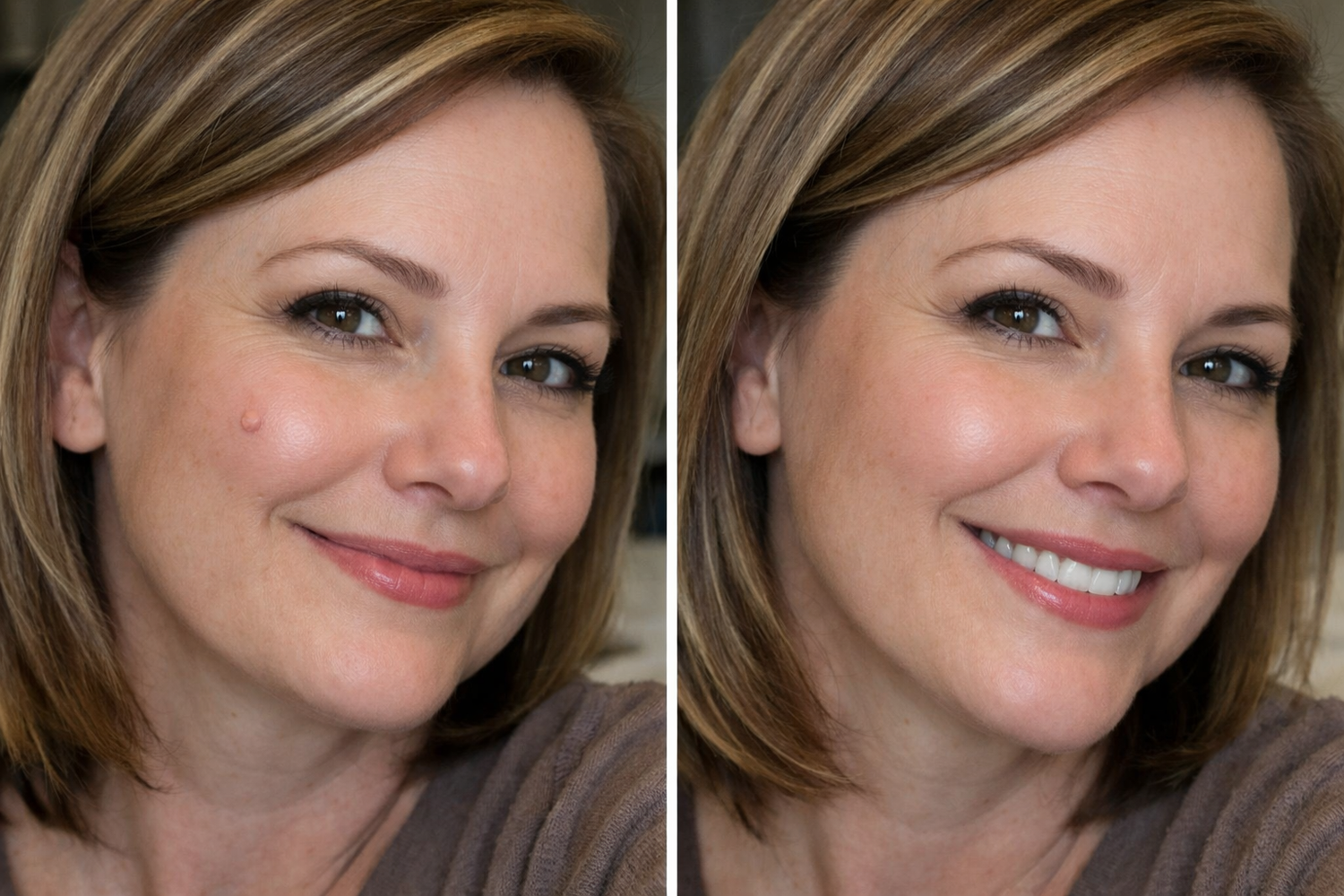 Before and after smoother looking skin