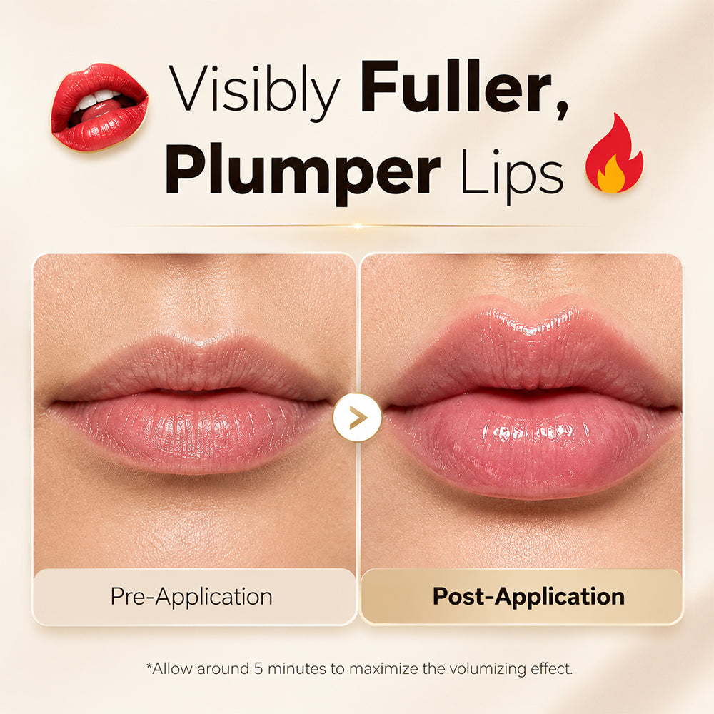 Before and after fuller looking lip plumper result